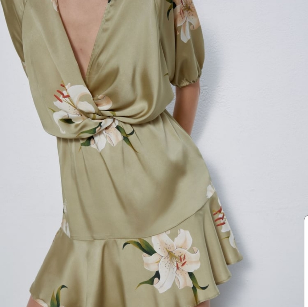 ZARA Print Dress with Knot - Picture 5 of 9